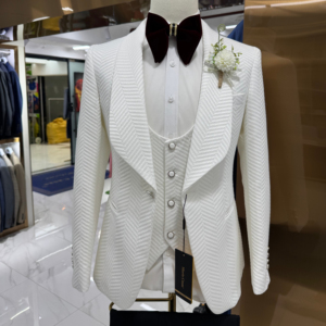 Abiti da sposa <span class=keywords><strong>eleganti</strong></span> da uomo <span class=keywords><strong>pantaloni</strong></span> giacca 3 pezzi gilet abbigliamento maschile con un bottone scialle con risvolto smoking abiti formale da sera Blazer - Product Image 1