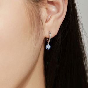 Dylam New Arrival S925 <b>Silver</b> 18K Gold Plated Jewelry Blue Evil Hallow Out Eyes Dangle 5A Zirconia Earrings - Product Image 3