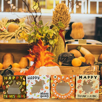 Boîtes en papier de bonbons de boulangerie de Thanksgiving avec fenêtre Boîtes à cupcakes pour cadeau 4 styles Boîte en papier cadeau pour pâtisserie en carton