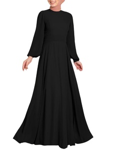 Vestido Largo Informal de Cintura Alta con Cinturón, Moda Casual para Mujer, <span class=keywords><strong>Cabaya</strong></span> Musulmana con Mangas Farol para Verano - Product Image 4