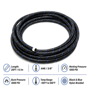 <span class=keywords><strong>Tuyau</strong></span> <span class=keywords><strong>de</strong></span> carburant bleu 4AN 6AN 8AN 10AN 12AN 16AN 20AN AN6 en acier inoxydable tressé argenté, tube <span class=keywords><strong>universel</strong></span> CPE pour huile, carburant et <span class=keywords><strong>gaz</strong></span> - Product Image 2