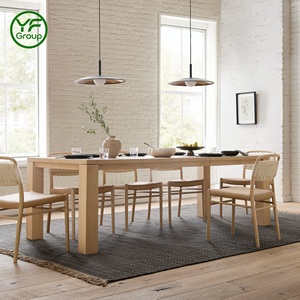 Vente directe d'usine, table à manger carrée moderne <span class=keywords><strong>en</strong></span> bois massif, pieds épais, style extensible, pour restaurant, usage commercial - Product Image 1