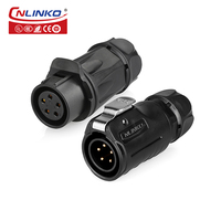 Connecteur circulaire étanche IP68 Cnlinko LP20 à 5 broches mâle, boîtier plastique et métal, pour capteur industriel et équipement extérieur