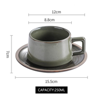 Ensemble tasse et soucoupe à thé personnalisées avec logo, 250 ml, 8 oz, style rétro, en argile, pour expresso, latte, café, tasses à café en porcelaine japonaise, céramique