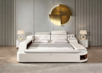 KEHUI leder bettgestell luxus moderne möbel design intelligent nordisch queen size tatami rosa italienisch schwarz echtes leder bett