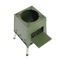 Réchaud de camping pliable en acier au carbone vert pour charbon et bois, avec sac de rangement pour les aventures