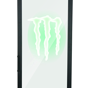 Logo <span class=keywords><strong>LED</strong></span> nước tăng lực trên cửa kính tủ lạnh đồ uống/ Tấm kính <span class=keywords><strong>acrylic</strong></span> khắc laser phát sáng Monster - Product Image 1