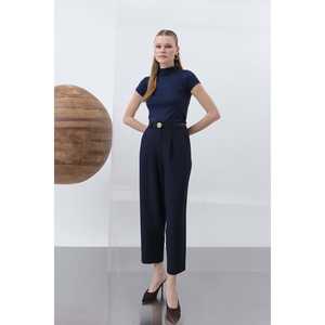 Pantalon plissé à jambes larges pour femmes Noir 18227PNT Pantalon de costume - Product Image 5