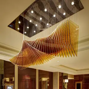 Factory Large Hotel Lobby Pendant Lighting Project Design Modern Glass Luxury Chandelier