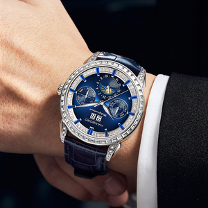 Hanboro vua của Đồng hồ nam sang trọng đồng hồ cơ tự động đầy đủ kim cương tôn tạo cửa sổ quay số kính với màn hình con trỏ - Product Image 5