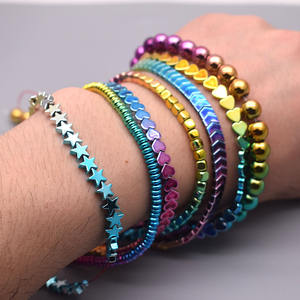 Perubahan Bertahap Pelangi Batu Alam Hematit Beads Bintang Panah Hati Bulat Longgar Spacer Beads untuk Membuat Perhiasan DIY Gelang G - Product Image 4