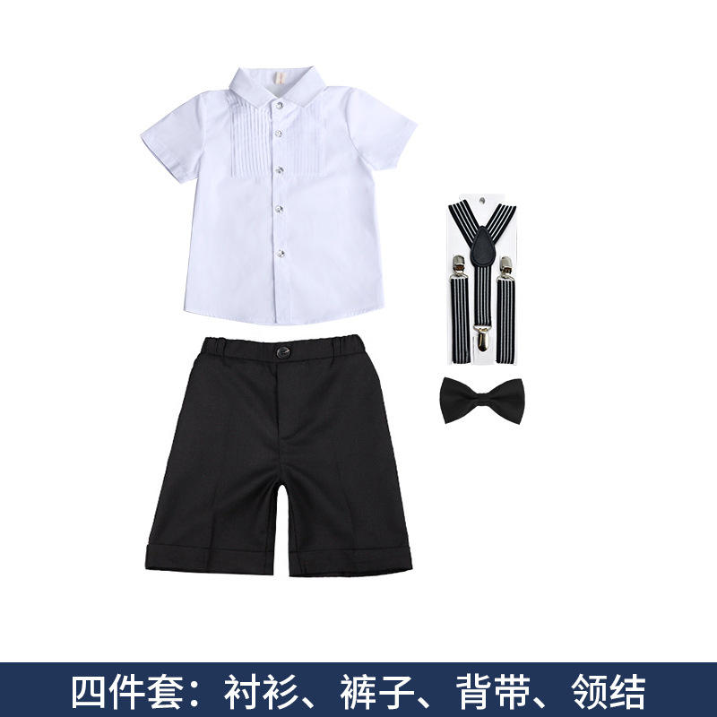 Pleated shirt + blue shorts