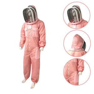 Combinaison de travail rose en polyester avec capuche, fermeture éclair intégrale, multiples poches, respirante, unisexe, vente en gros - Product Image 5