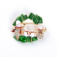 Série de Noël européenne et américaine Broche Décoration Elk Vieil homme Flocon de neige Diamant Badge Pin Cadeau en gros pour enfants