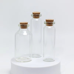 Wholesale Mini Wishing Bottle 5ml 10ml 15ml 20ml 25ml Glass Vials Custom Logo Clear Glass Match Storage <b>Jar</b> with Cork Stopper - Product Image 2