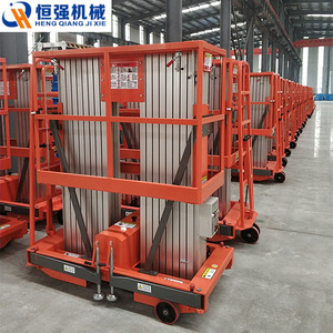 Elevador vertical de mástil de aleación de aluminio Hengqiang, eléctrico, de 10m/12m, con cesta de 0.68x0.69m para uso en interiores. - Product Image 1