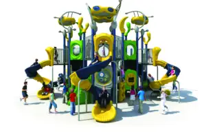 Space Travel Commercial Outdoor Playground Equipment Alien Themed Plastic Play Structure For Kids