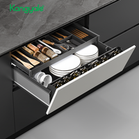 Kangyale keranjang lemari peralatan makan, rak mangkuk aluminium multifungsi, keranjang laci tarik perangkat keras kabinet