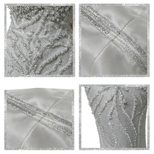 <span class=keywords><strong>Robe</strong></span> de soirée blanche à col halter, luxueuse, ornée de perles et de cristaux, style <span class=keywords><strong>sirène</strong></span>, pour mariage, fête ou cérémonie, sur mesure OEM/ODM - Product Image 2