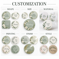 Étiquettes adhésives en papier pour cadeaux et artisanat OEM, impression couleur, découpe à la presse, finition mate, étiquettes rondes en rouleau à motifs floraux