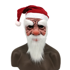 Masque de Père Noël en latex, masque intégral pour fête de Noël, costume amusant pour les fêtes, avec barbe blanche et chapeau - Product Image 5