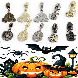 Citrouille exclusive pour Halloween Taille #5 Crâne avec fermeture éclair Ruban en nylon compatible avec les costumes et les décorations Fermeture éclair - Product Image 2
