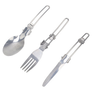 Juego de cubiertos plegables de acero inoxidable Changha, cuchara, tenedor, cuchillo, utensilios para viajes, camping y actividades al aire libre con bolsa de transporte. - Product Image 5