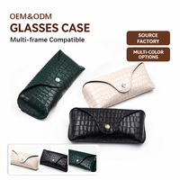 Étui à lunettes en cuir PU à motif crocodile de luxe, pochette souple portable pour lunettes de soleil avec bouton-pression personnalisé