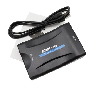 1080P SCART to HD-compatible Video Audio Upscale Converter Adapter for HDTV Sky Box STB Plug for HD TV DVD-compatible