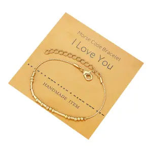 Fashion Fashion Gold Metal Morse Code Bracelet Luck I love You Morse Code Inspirations Bracelet With Card