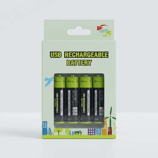 Good Quality Bulk Price AAA AA 1.5V 600mAh 1700mAh USB Rechargeable 4pcs Pack Lithium-ion Battery with USB Charging Cable