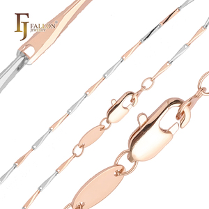 1mm+ FJ Fallon Modeschmuck Klassische <span class=keywords><strong>Gerstenkorn</strong></span>-Fantasie-Gliederkette Rosévergoldet Zweifarbig Messingbasis - Product Image 3