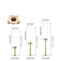 LANJO Ensemble de 3 bougeoirs en laiton doré Hurricane, bougeoirs hauts pour bougies coniques, pour la décoration de table de mariage et de Noël