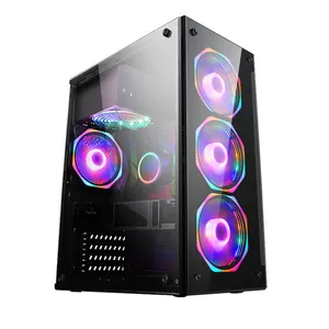 뜨거운 판매 컴퓨터 PC 케이스 게임 캐비닛 지원 RGB 냉각 팬이있는 ATX /M-ATX/ITX 마더 보드 데스크탑 용 LED 조명 스트립