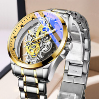 Casing Jam Tangan Mewah Emas Stainless Steel Otomatis Tahan Air Quartz untuk Pria Relojes Hombre Arloji Pria Jam Tangan