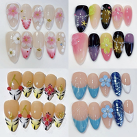 Faux Ongles à Presser de Luxe en Gros, 10 Pièces, Couverture Complète, French Manucure, Acrylique Nude Vert Court avec Colle Brillante, Design Carré pour Doigts