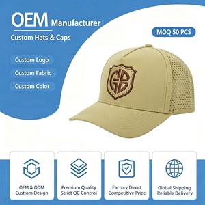 Wholesale High Quality 100% Polyester Sporty Snapback Cap <b>Waterproof</b> Custom Laser Cut Holes Embroidery Logo <b>Hat</b> Gorras - Product Image 1