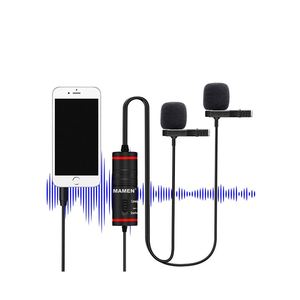 Doble cabeza Mini Lavalier micrófono de solapa 8m estéreo grabador de Audio de micrófono para Youtube entrevista <span class=keywords><strong>Podcast</strong></span> de la Conferencia - Product Image 4