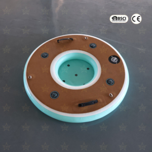 Île flottante gonflable ronde commerciale, pont gonflable avec porte-gobelets et porte-bière, pont flottant gonflable pour yacht - Product Image 5