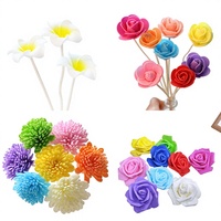Aksesoris Aromaterapi Langfen Bebas Api, Hiasan Dekoratif Buatan PE Warna-warni, Bunga Mawar Krisan Morning Glory