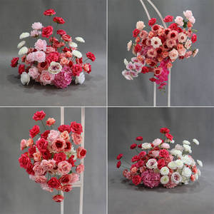 Ensemble floral artificiel rouge et rose personnalisé de qualité supérieure pour toile de fond de mariage, fête d'anniversaire, cérémonie Sweet 18, aménagement d'arche, décoration d'événements à domicile - Product Image 1