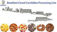 Ligne de production de céréales à économie d'énergie, équipement de fabrication de snacks soufflés multi-formes pour le petit-déjeuner, machine à fabriquer des flocons de maïs et des boules de cacao