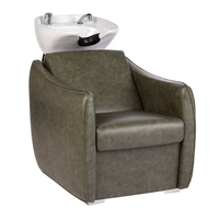 Fauteuil de coiffure en cuir vert sauge pour salon de beauté, chaise de barbier économique avec repose-pieds et vérin hydraulique pour femmes