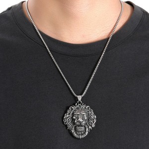 yunnique Stainless Steel Lion Pendant Men's Animal Themed Necklace Punk Retro Style Jewelry - Product Image 4