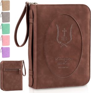Estuche de Transporte para Biblia con Cremallera Personalizado de Cuero PU con Asas, Fundas para Libros, Bolsas de Cuero para Biblia, Muestra Gratuita - Product Image 2