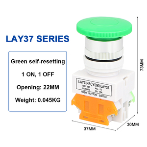 Y090 Mushroom Head Button LAY37-11 10A 1NO1NC Plastic <b>Power</b> Reset <b>Switch</b> 22MM 30MM Screw Terminal 660V - Product Image 3
