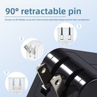 Adaptateur secteur GaN 100W 65W PD SCP Chargeur rapide pour ordinateur portable, téléphone portable, tablette, sorties USB-C/USB-A
