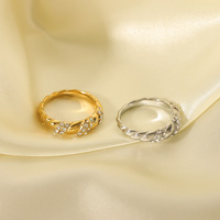 CAIOOCHE classique en acier inoxydable or argent CZ pavé corde torsadée texturé diamant fiançailles Couple anneaux bijoux étanches
