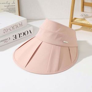 หมวกปีกกว้างแบบจีบสำหรับผู้หญิง ปรับได้ เหมาะสำหรับปั่นจักรยาน ชายหาด ฤดูร้อน ป้องกันรังสียูวี หมวกกันแดดกลางแจ้ง ทรงเปิดด้านบน - Product Image 6