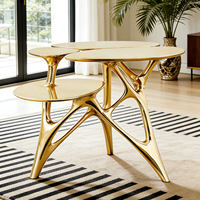 Table basse irrégulière de luxe moderne pour salon, personnalisable en taille et en matériau, dorée, artistique, multi-niveaux